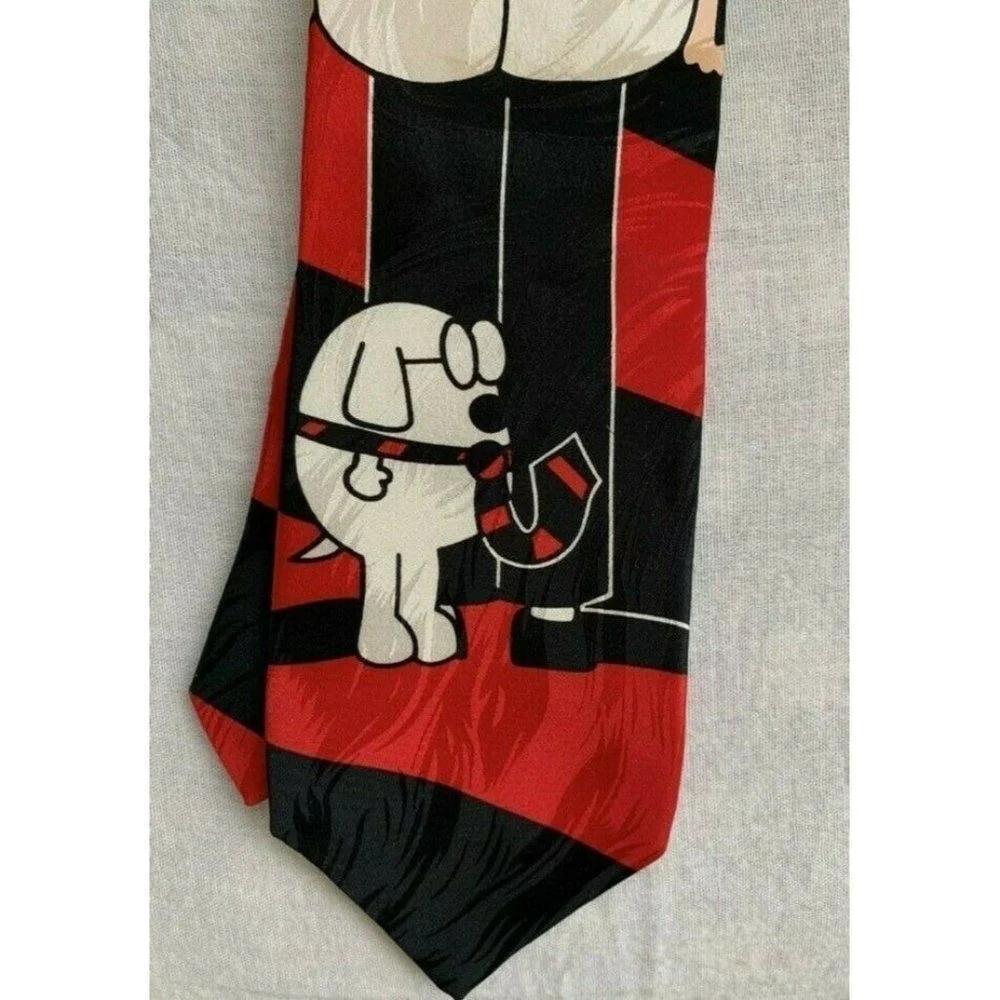 Dilbert mens tie necktie Dog Red Black Silk